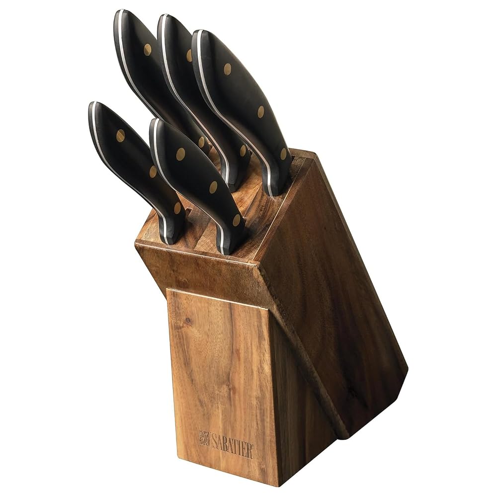 Sabatier Maison 5 Piece Kitchen Knife Set with Acacia Wood Block