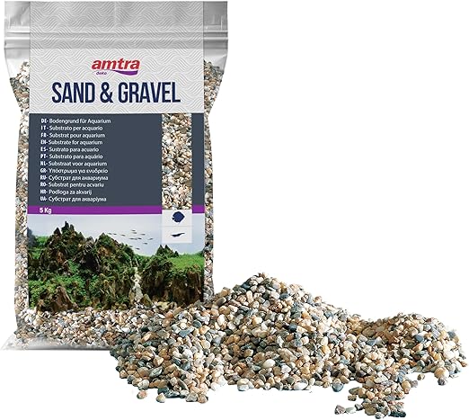 AMTRA POLYCHROME - Natural gravel for aquariums, decorative soil, sand and white gravel, grains 3-4 mm, 5 KG