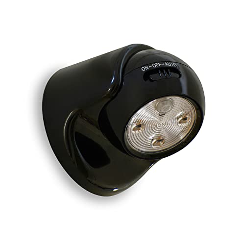 Auraglow Motion Sensor Security Light, Wireless Battery Powered PIR, Black