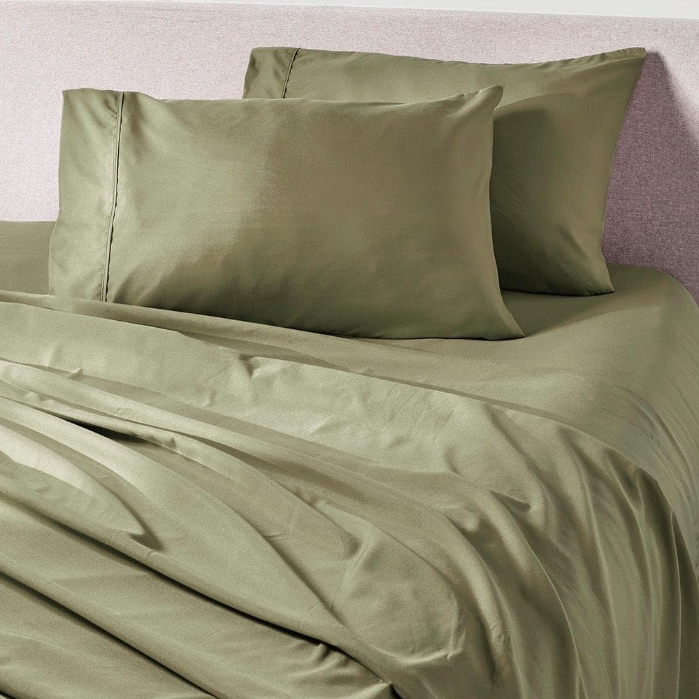 PeachSkinSheets Cooling Bed Sheets for Hot Sleepers - Ultra-Soft Breathable Peachskin Performance Fabric, Moisture-Wicking, Deep Pocket Sheet Set, Oeko-TEX, Queen Size, Sage Green