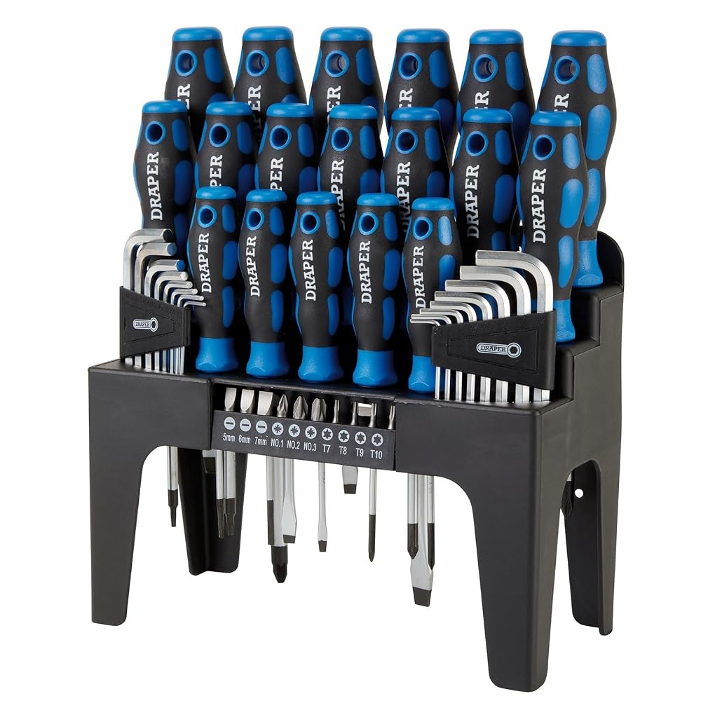 Draper 44 Piece Precision Screwdriver Hex Key and Bit Set with Tool Stand (81294)