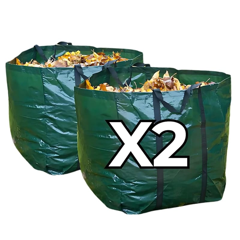 2x Garden Waste Bags 125L Heavy Duty Reusable Garden Sacks, Waterproof, Leaf & Grass Rubbish Bags with Strong Handles
