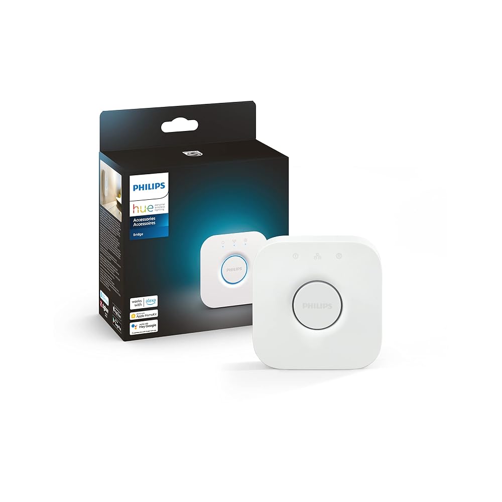 Philips Hue White Personal Wireless Lighting LED Starter Kit, 2 x 8.5W A60 E27 Bulbs, 1 x Hue Bridge
