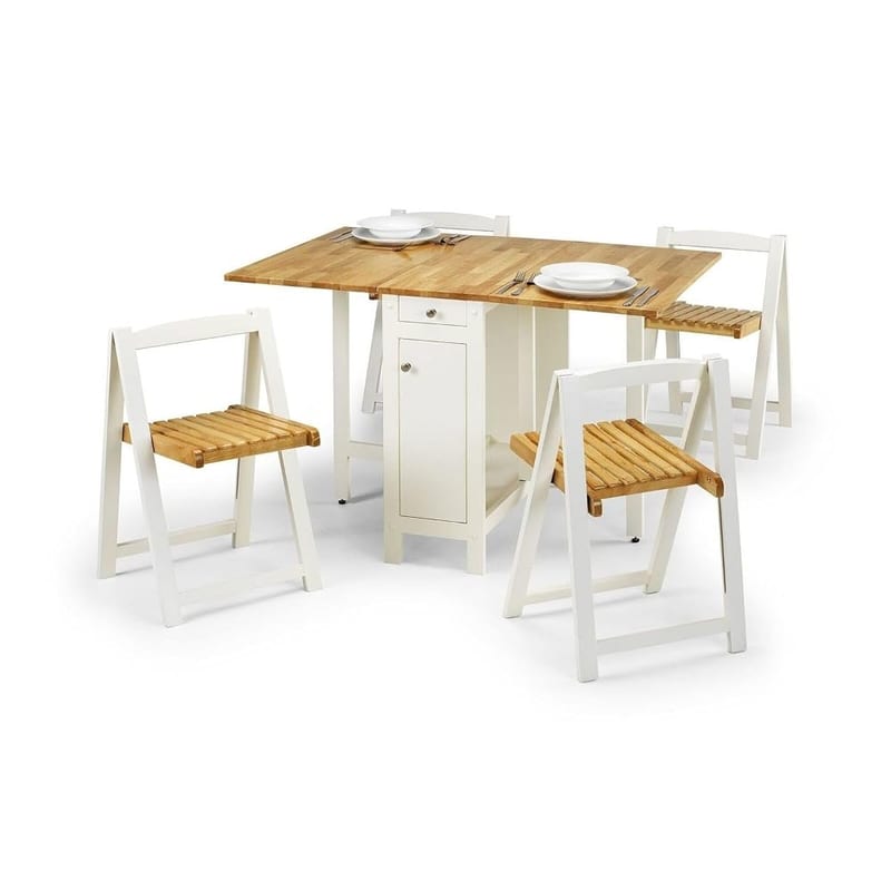 Julian Bowen White/Natural Wood Savoy Compact Dining Set
