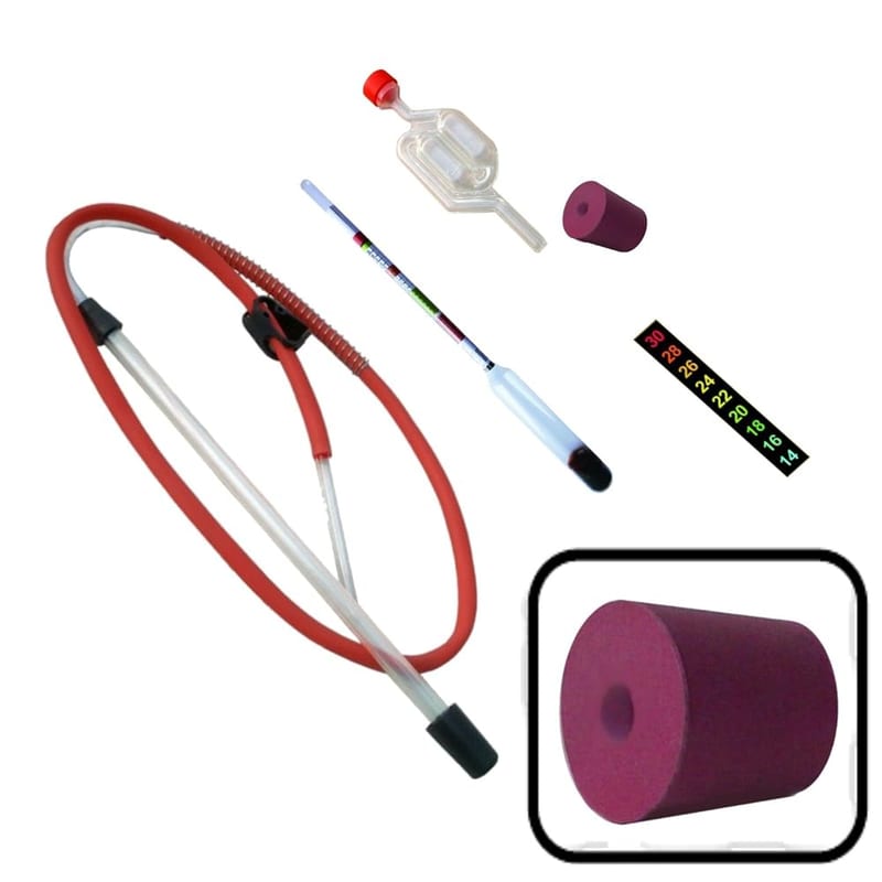 Homebrew Accessory Kit - Siphon, Hydrometer, Airlock & Bung, Thermometer Strip