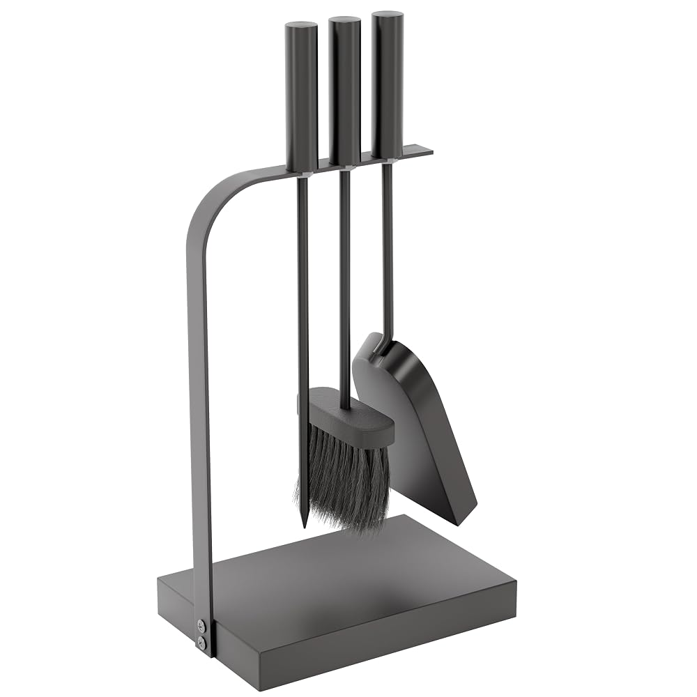 Fire Vida 4 Pieces Aston Fire Companion Set, Black Fireside Fireplace