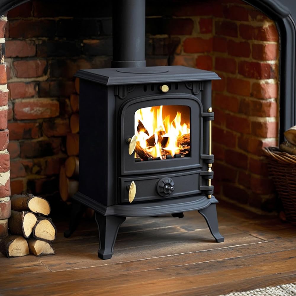 RoyalFire 4.5kW Cast Iron DEFRA Approved Multifuel Stove, Wood & Charcoal Burning Heater