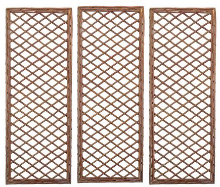 Selections Willow Trellis Framed Panel Garden Climbing Plant Support 120 x 45cm, Pack of 3