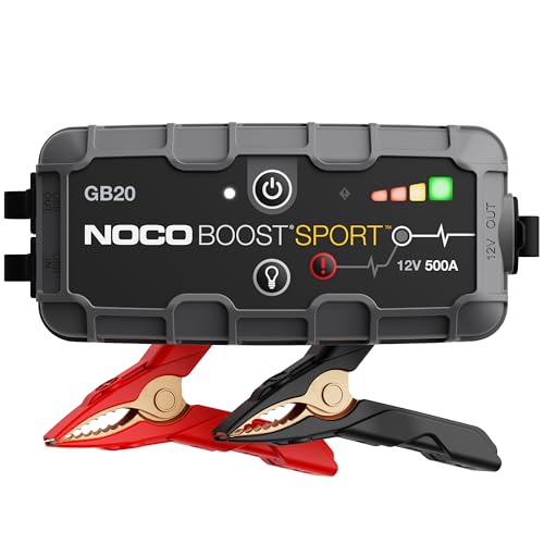 NOCO Boost GB20: 500A UltraSafe Jump Starter Power Pack – 12V Car Battery Booster, Portable Power Bank & Jump Leads - For 4.0L Petrol Engines