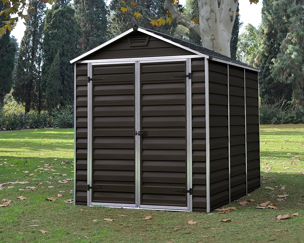 Palram SkyLight Plastic Shed, 6ft x 8ft, Dark Brown