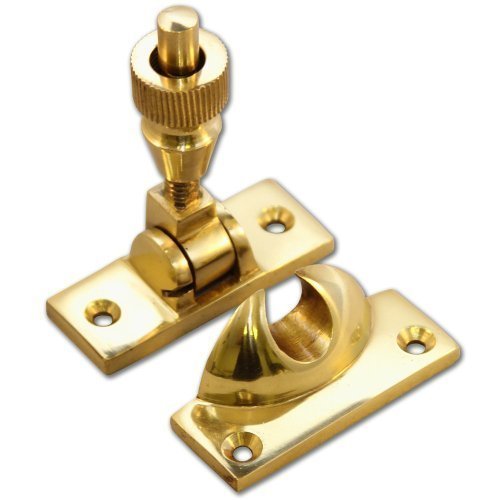 Lever Lock Sash Window Fastener Twist Catch Latch + Screws, Polished Brass