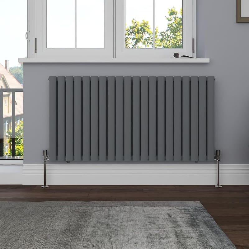 NRG 600x1180mm Oval Column Double Panel Radiator, Central Heating, Anthracite
