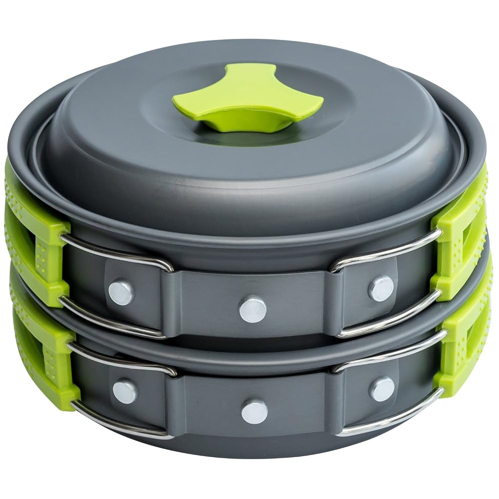 MalloMe Camping Cookware Mess Kit, Camping Cooking Set - Camping Pans and Pots Set for Travel Backpacking Portable Camping Essentials Equipment & Accessories, Camp Pot for Food & Kitchen