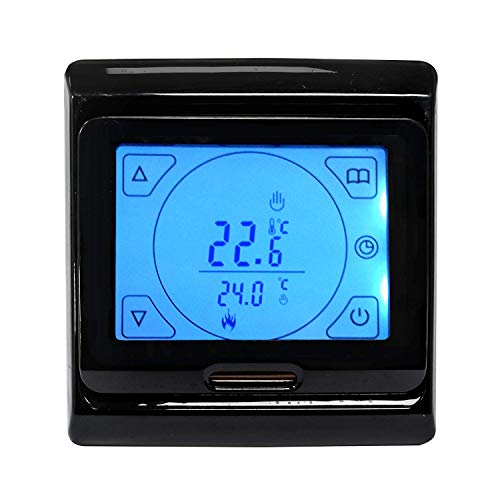 Electric Underfloor Heating Mat Kit for Tiled/Stone Floors 160W/m2 - 20m2 with Black Touchscreen Programmable Thermostat