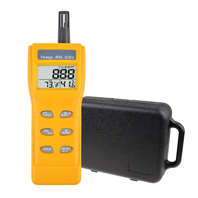 GAIN EXPRESS Handheld CO2 Monitor, 9999ppm Measuring Range, NDIR Sensor, Air Quality Temperature Humidity Meter