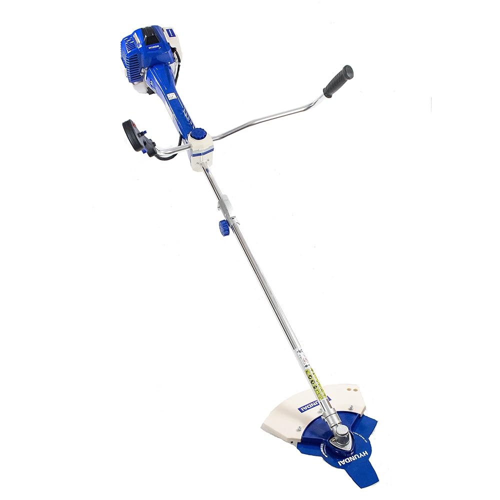 Hyundai 50.8cc Petrol Grass Trimmer, Anti-Vibration Powerful Trimmer/Brushcutter, 450mm Cutting Width, Cow Horn Handles