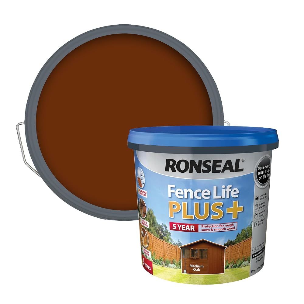 Ronseal Fence Life Plus Paint, Medium Oak, 5L