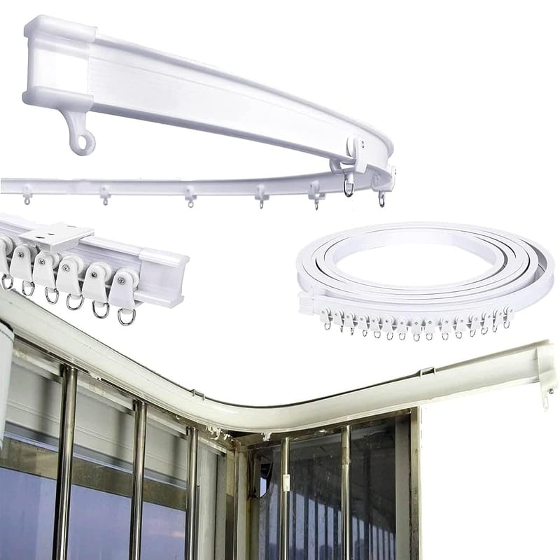 Super More 16½ FT Bendable Curtain Track Set - Ceiling Mounted, Straight/Curved, White, Coated Finish Metal, 5 Metres