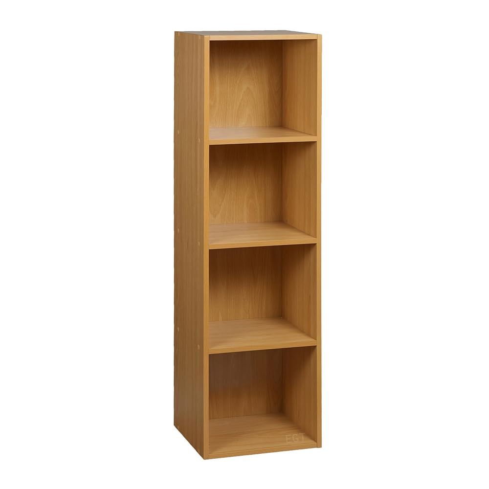 URBNLIVING 4 Tier Wooden Shelving Bookcase Storage Shelf Unit, Beech