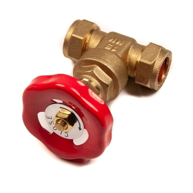 15mm Brass Gate Valve Compression CxC Stop Tap