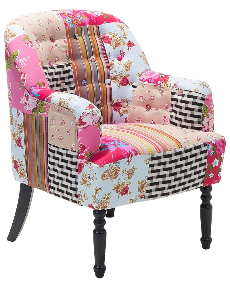 Beliani Mandal Fabric Armchair with Wood Legs, Dark Grey Multicolour