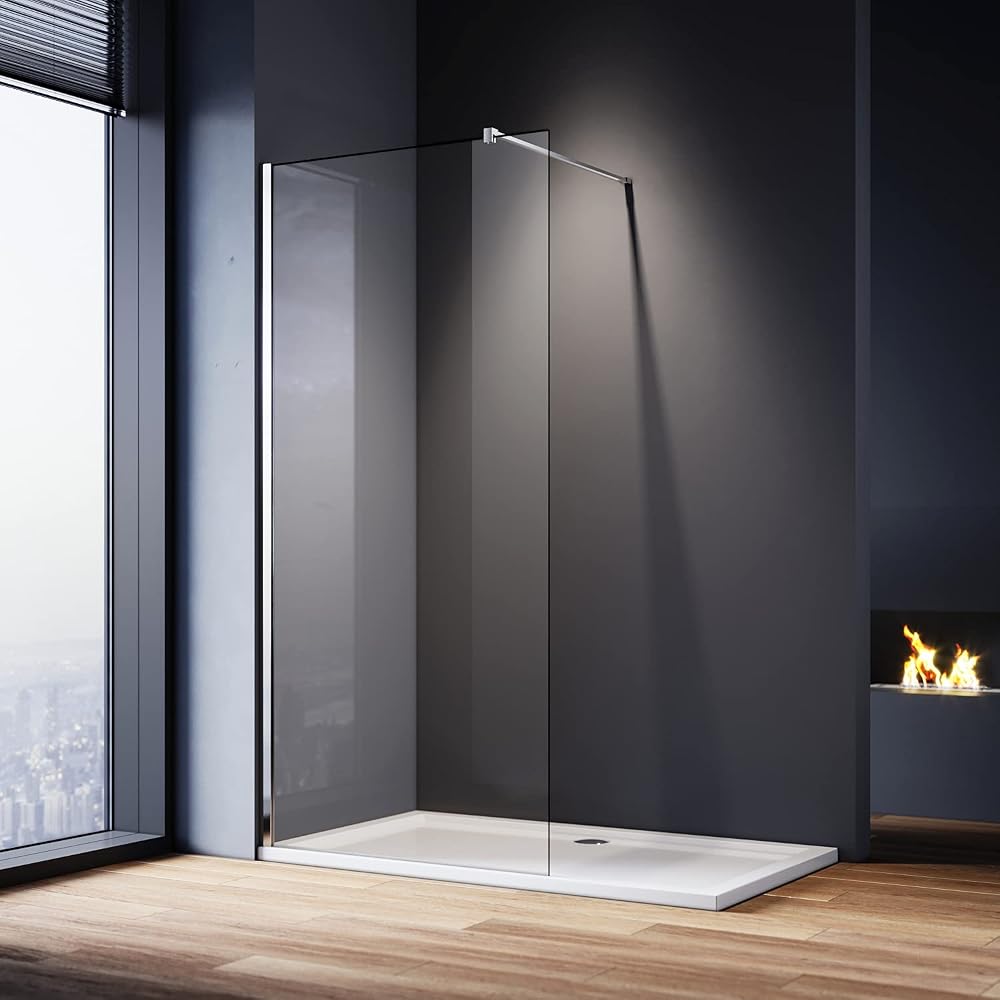 ELEGANT 900mm Wet Room Shower Screen Panel, 8mm Easy Clean Glass, Walk In Shower Enclosure
