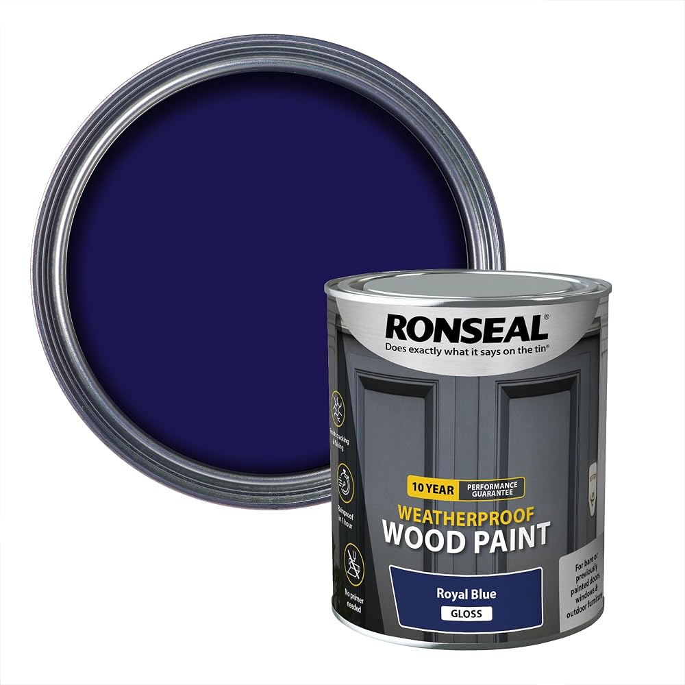 Ronseal 10 Year Weatherproof Wood Paint Gloss 750ml, Royal Blue