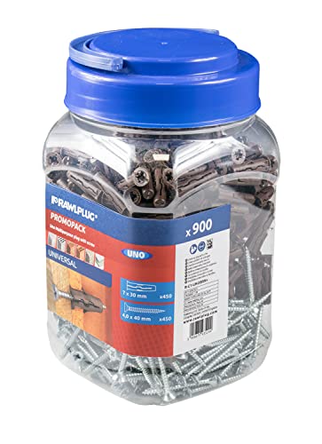 Brown Rawlplug Uno Wall Plugs 7mm x 30mm Fixings, 288 Pack