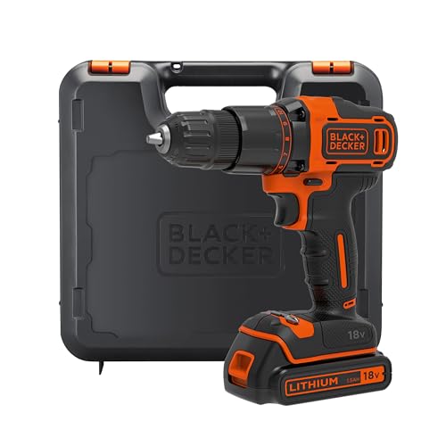BLACK+DECKER BDCDD186K 18V Cordless Drill Driver with 2-Speed Gear, LED Worklight and 1.5Ah Battery