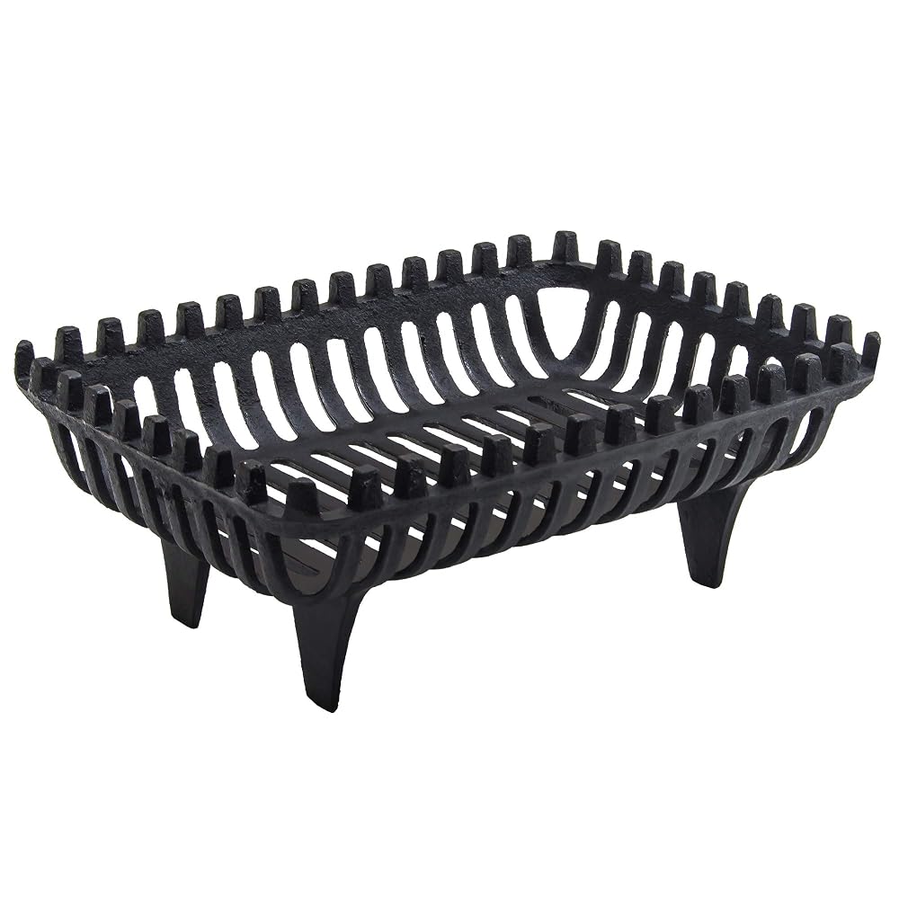 Fire Vida Log Basket, Grate Storage Fireside Wood Basket, Large Black Heavy Cast Iron
