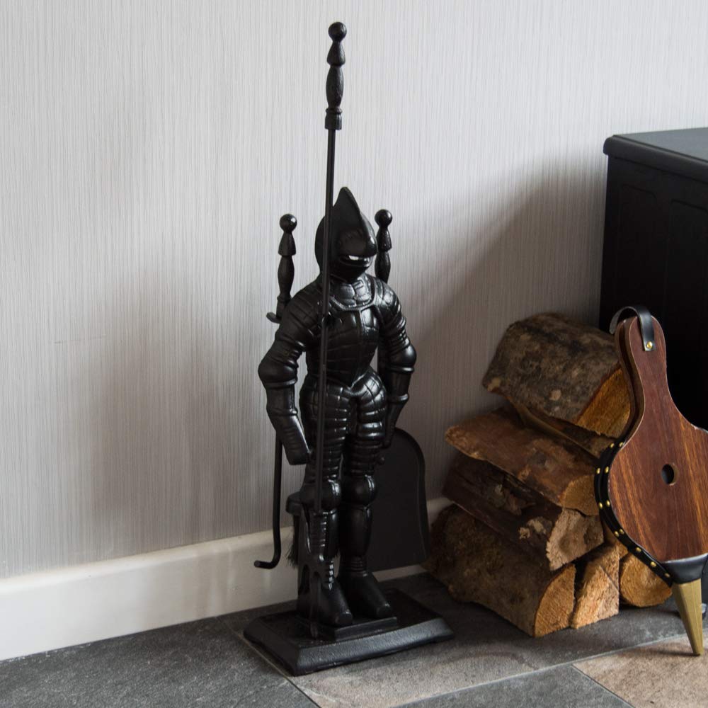 Fire Vida Knight Soldier Fireplace Companion Set, Metal, 4 Piece