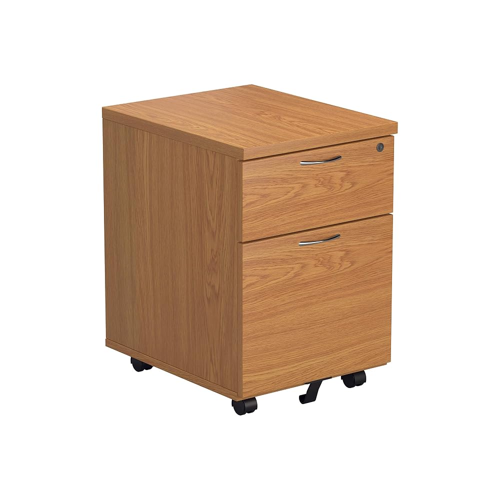 Office Hippo Heavy Duty 2 Drawer Mobile Pedestal Filing Cabinet with Anti-Tilt Mechanism, Oak