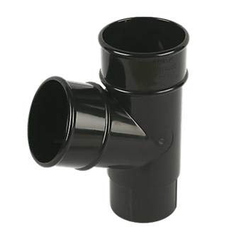 FloPlast Black Round Downpipe 68mm Branch 'Y' Junction Piece