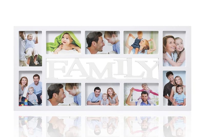 ARPAN Family Multi Aperture Photo Picture Frame, Holds 10 x 6x4 Inch Photos (White Family)
