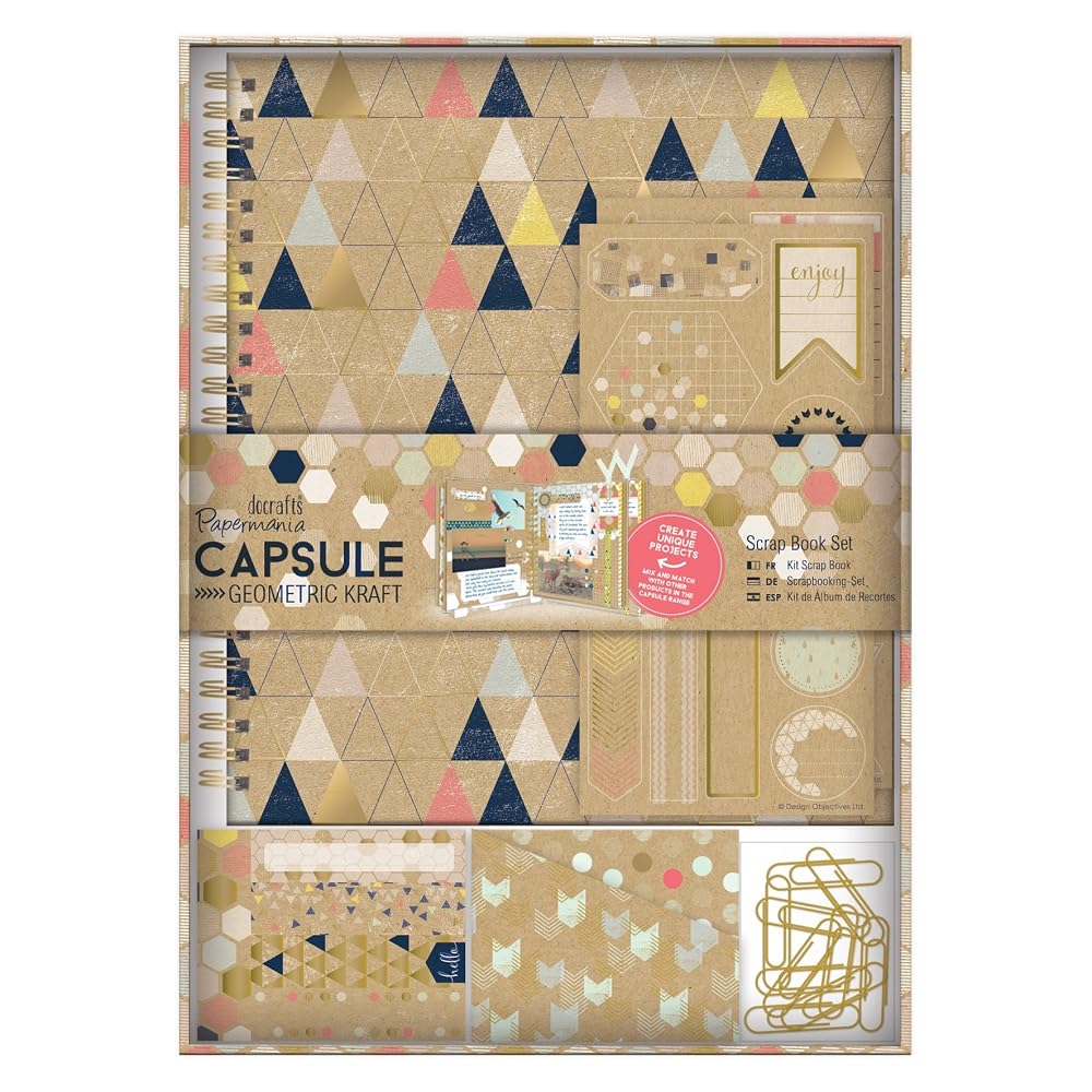 docrafts Papermania Geometric Kraft Spiral Scrapbook Kit