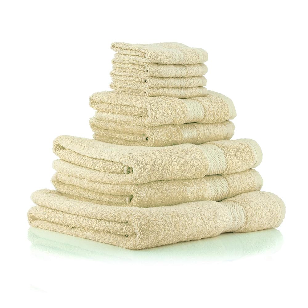 restmor Knightsbridge 9 Piece Towel Bale, 500GSM 100% Luxury Egyptian Cotton, Ivory
