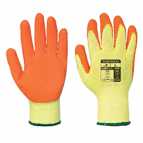 Portwest A150 Latex Palm General Handling Work Gloves, 12 Pairs, Size XL