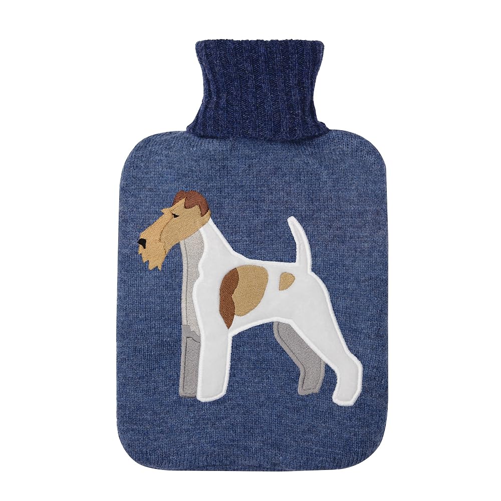 Aroma Home Knitted Fox Terrier Hot Water Bottle, 2 Litre