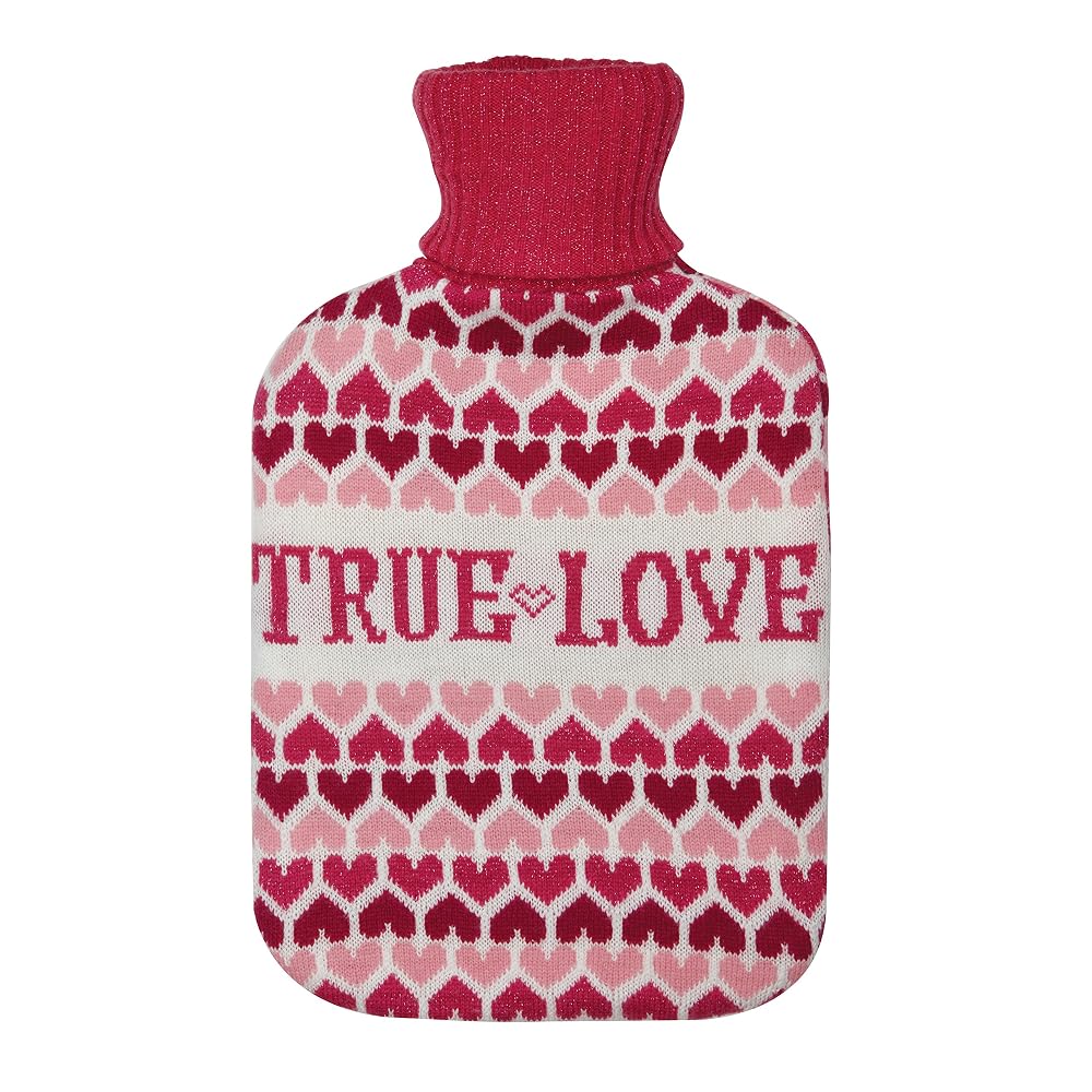 Aroma Home Knitted True Love Hot Water Bottle, 2 Litre with Red Roll Neck Cover
