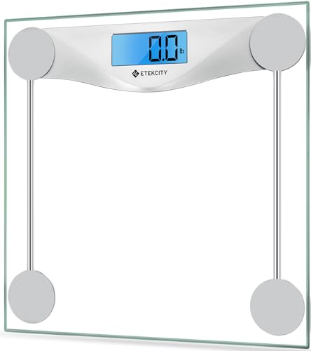 Etekcity Scales for Body Weight, Bathroom Scale with Clear LCD Display, High-Precision Measurement Technology (0.1kg/Max 180kg), 6mm Ultra Slim Design Tempered Glass, Battery Included