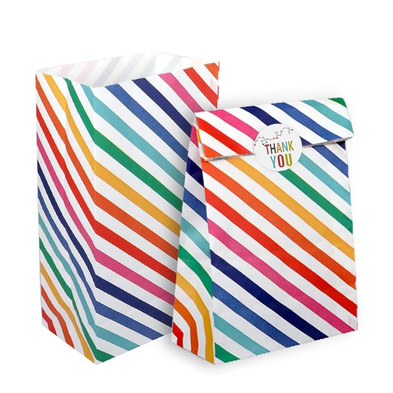 RFWIN 20Pcs Party Bag Kraft Paper Candy Bags with Handles, Small Gift Bags for Party Favours