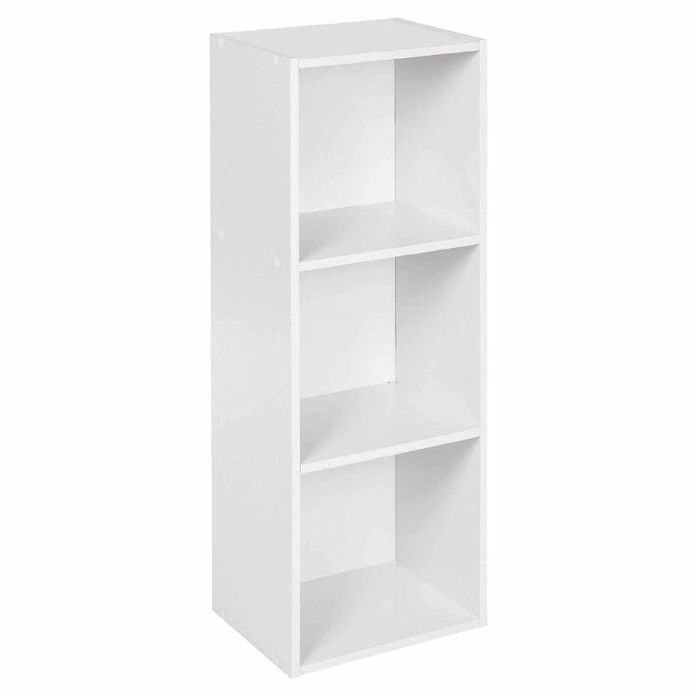 ASAB Wood Bookcase - 3 Tier Shelving Unit Wooden Shelves Bookcase, White