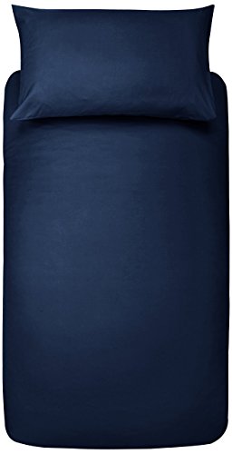 Amazon Basics 2-Piece 85 gsm Microfibre Single Duvet Cover Set, Soft Bedding, 135 x 200 cm & 1 Pillowcase 50 x 80 cm, Navy Blue Temp