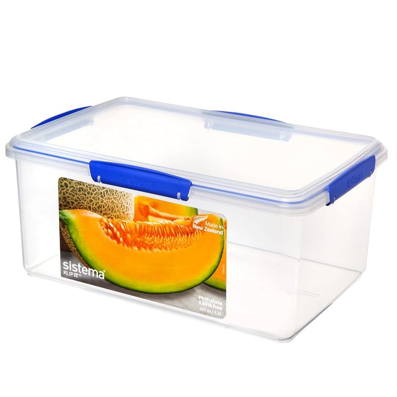 Sistema KLIP IT Food Storage Container, 9.6 L Stackable & Airtight Fridge/Freezer Food Box with Lid