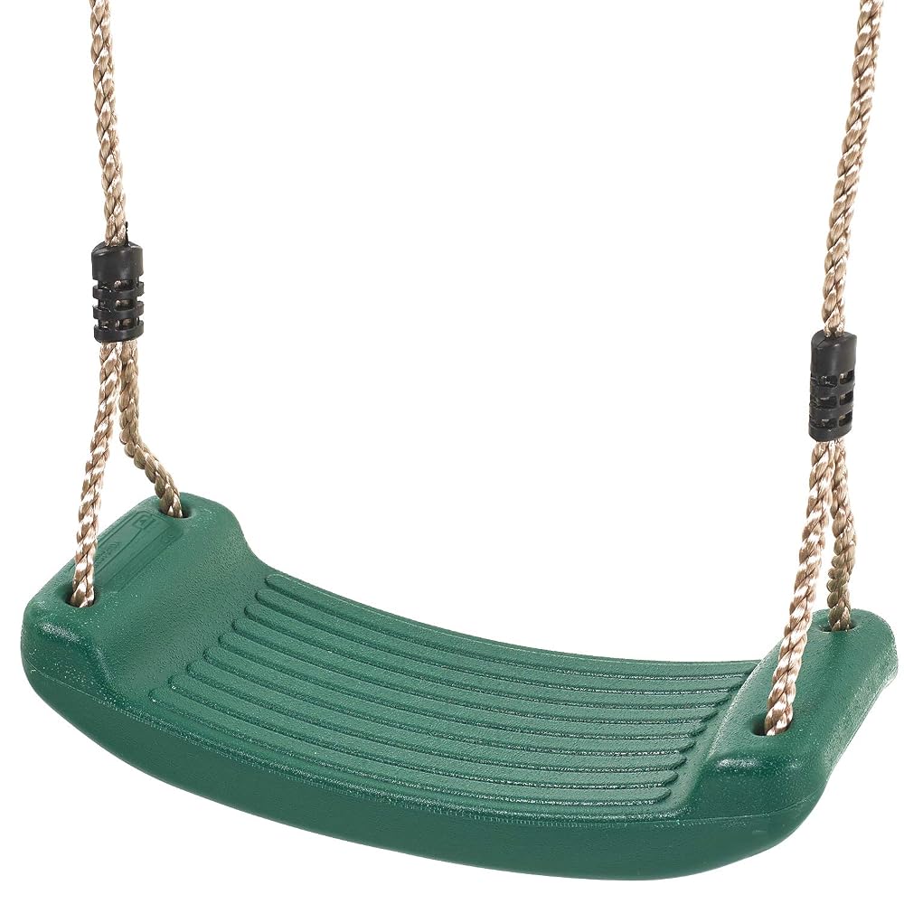 Garden Games Children's Swing Seat with Safety Grip and Adjustable Weatherproof Ropes for Swing Sets (Green)