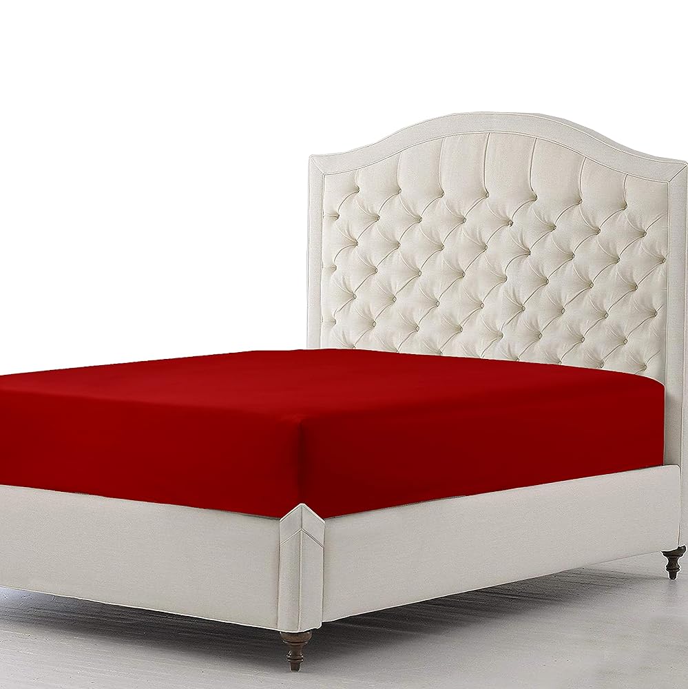 Sapphire Collection 300 Thread Count 100% Egyptian Cotton Fitted Sheet, Double, Red