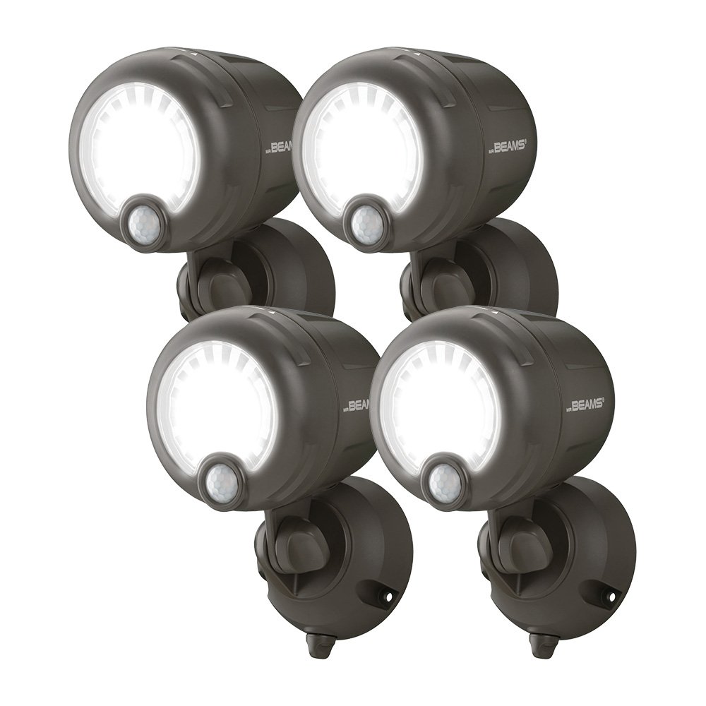 Mr Beams MB360XT Wireless Battery-Operated Outdoor Motion-Sensor-Activated 200 Lumen LED Spotlight, 4-Pack
