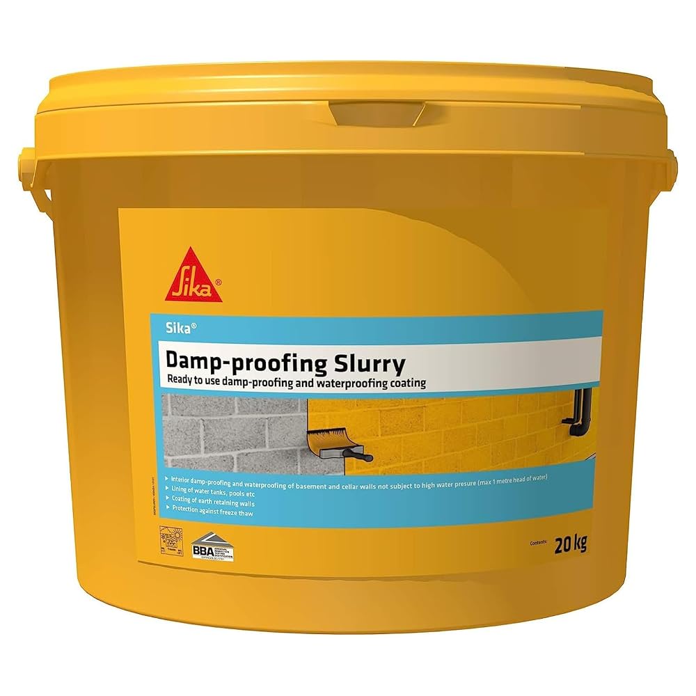 Sika Damp Proofing Slurry - Waterproof - Adjustable Consistency - Interior and Exterior Applications - Grey - 20kg