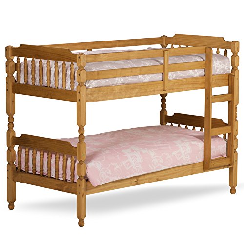 Happy Beds Colonial Solid Waxed Pine Wooden Bunk Bed, 3ft Single