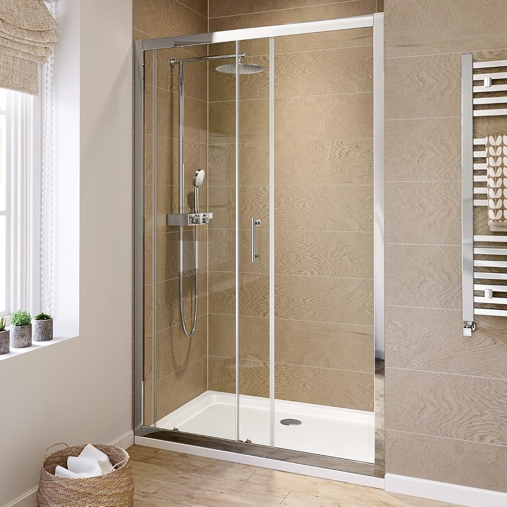 iBathUK 1000mm Modern Sliding 6mm Glass Shower Enclosure, Reversible Cubicle Door